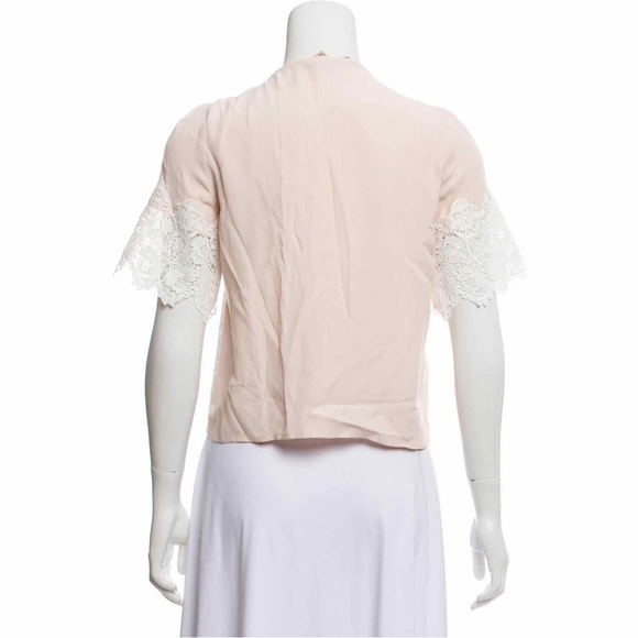 For Love and Lemons Hayley Lace Trimmed Tie Bow Blouse Peach Pink Size XS - Picture 8 of 8